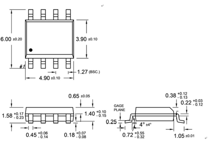 Mechanical Drawing - Taiwan Semiconductor TSM500N15CS 150V Power MOSFET